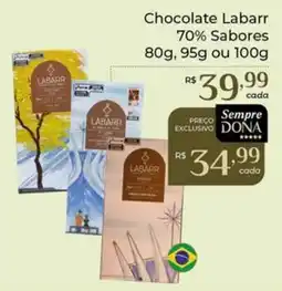 Dona de Casa Chocolate Labarr 70% Sabores oferta
