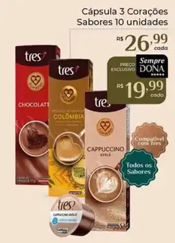 Dona de Casa Cápsula 3 Corações Sabores 10 unidades oferta