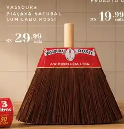 Empório Bahamas vassoura piacava natural com cabo rossi oferta