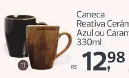Supermercados Jau Serve Caneca Cerâmica Azul ou Caramelo oferta