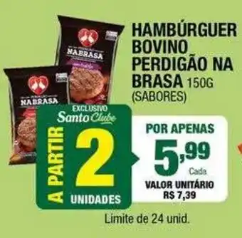 Santo Supermercados Hambúrguer bovino perdigão na brasa oferta