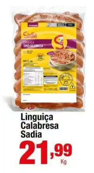 Santo Supermercados Linguíça Calabresa Sadia oferta