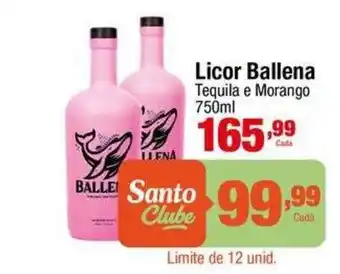 Santo Supermercados Licor Ballena Tequila e Morango oferta