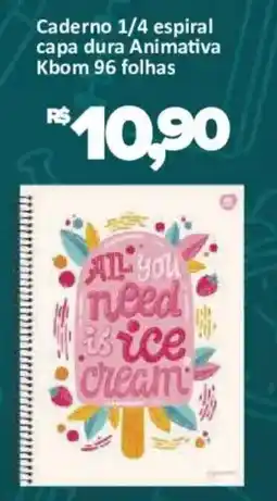 Supermercados Savegnago Caderno 1/4 espiral capa dura animativa oferta