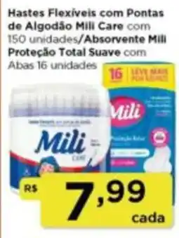 Rede Vivo Hastes Flexíveis com Pontas de Algodão Mili Care com Absorvente Mili Proteção Total Suave oferta