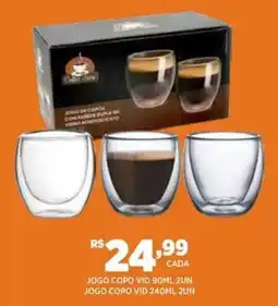 DB Supermercados Jogo de copos com parede dupla em vidro borossilicato oferta