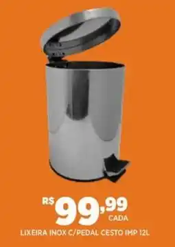 DB Supermercados Lixeira inox c/pedal cesto imp 12l oferta