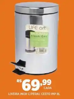 DB Supermercados Lixeira inox c/pedal cesto imp 8l oferta