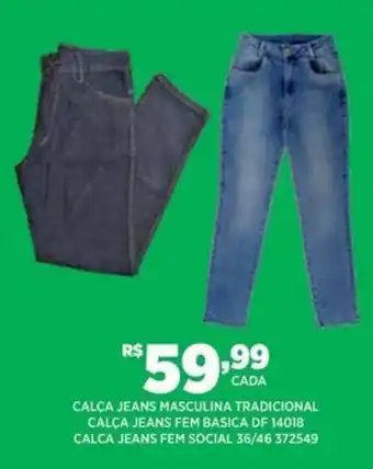 DB Supermercados Calça jeans masculina tradicional oferta