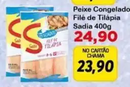 Chama Supermercados Peixe congelado filé de tilápia oferta