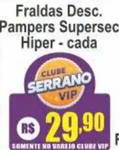 Serrano Supermercado Fraldas Desc. Pampers Supersec oferta