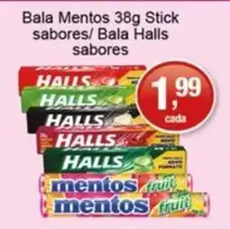 Supermercados Rod e Raf bala mentos 38g stick sabores/ bala halls sabores oferta