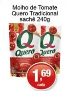 Supermercados Rod e Raf molho de tomate quero tradicional sachê oferta
