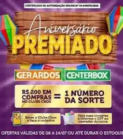 CenterBox Aniversário premiado oferta
