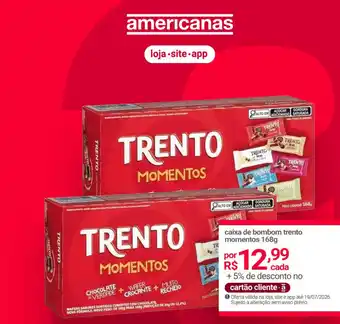 Caixa de bombom trento momentos 168g