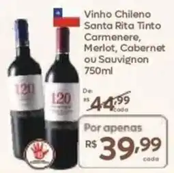Barbosa Supermercados Vinho chileno santa rita tinto carmenere, merlot, cabernet ou sauvignon oferta