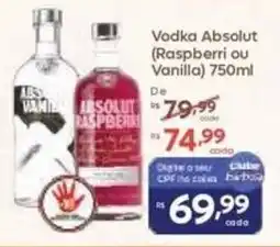 Barbosa Supermercados Vodka Absolut (Raspberri ou Vanilla) oferta