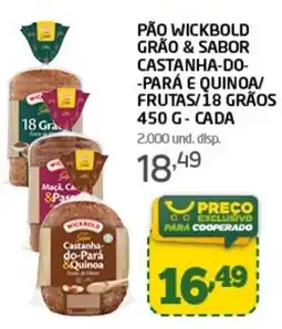 Cooper pão wickbold grão & sabor castanha-do-pará e quinoa/ frutas/18 grãos oferta