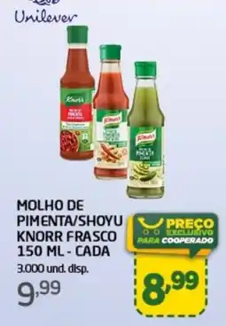 Cooper molho de pimenta/shoyu knorr frasco oferta