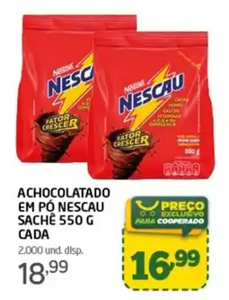 Cooper achocolatado em pó nescau sachê 550 g cada oferta