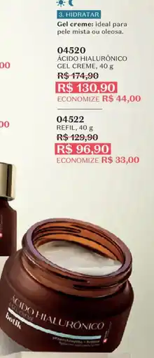 O Boticário Ácido hialurônico gel creme, oferta