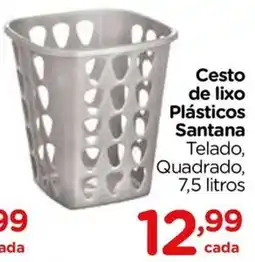 Carrefour Cesto de lixo Plásticos Santana Telado, Quadrado oferta