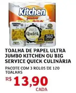 Assaí Atacadista Toalha de papel ultra jumbo kitchen ou big service quick culinária oferta