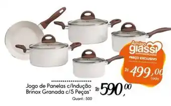 Giassi Supermercados Jogo de Panelas c/Indução Brinox Granada c/5 Peças oferta
