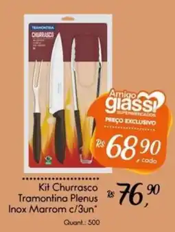 Giassi Supermercados Kit Churrasco Tramontina Plenus Inox Marrom oferta