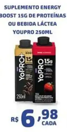 Bahamas Mix Suplemento energy boost 15g de proteínas ou bebida láctea youpro 250ml oferta
