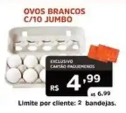 Supermercados Pague Menos ovos brancos c/10 jumbo oferta