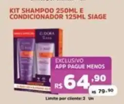 Supermercados Pague Menos kit shampoo 250ml e condicionador 125ml siage oferta