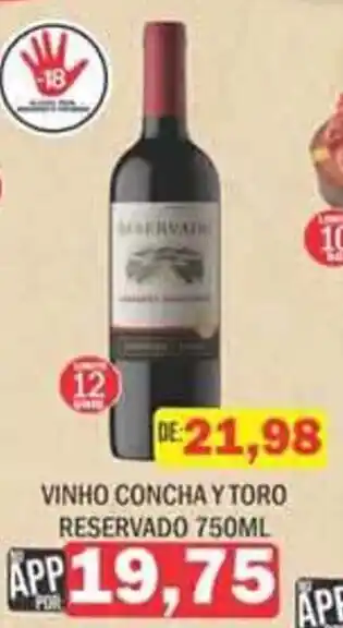 Supermercados Mendonça vinho concha y toro reservado oferta