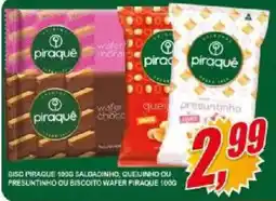 Vianense Supermercados bisco piraque 100g salgadinho, queijinho ou presuntinho ou biscoito wafer piraque 100g oferta