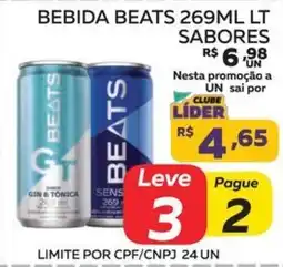 Lider Atacadista bebida beats 269ml sabores oferta