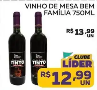 Lider Atacadista vinho de mesa bem família oferta