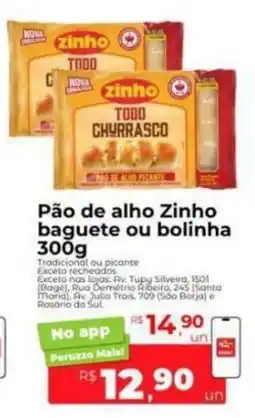 Peruzzo Pão de alho Zinho baguete ou bolinha oferta
