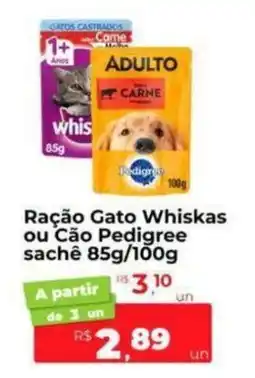 Peruzzo Raçao Gato Whiskas ou Cão Pedigree sachê oferta