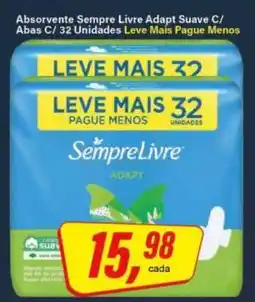 Rede Supermarket Absorvente Sempre Livre Adapt Suave C/ Abas C/ 32 Unidades oferta
