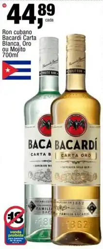 Frangolândia Ron cubano bacardi carta blanca, oro ou mojito oferta