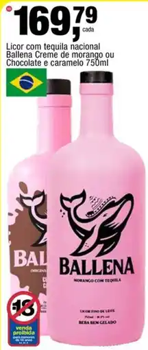 Frangolândia Licor com tequila nacional ballena creme de morango ou chocolate e caramelo oferta