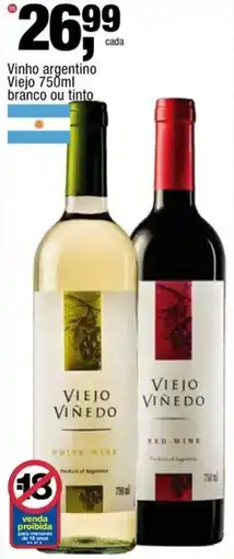 Frangolândia Vinho argentino Viejo 750ml branco ou tinto oferta