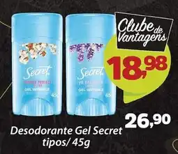 Confiança Supermercados Desodorante Gel Secret tipos oferta