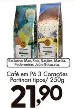 Confiança Supermercados Café em Pó 3 Corações Portinari tipos oferta