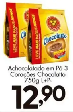 Confiança Supermercados Achocolatado em Pó 3 Corações Chocolatto oferta