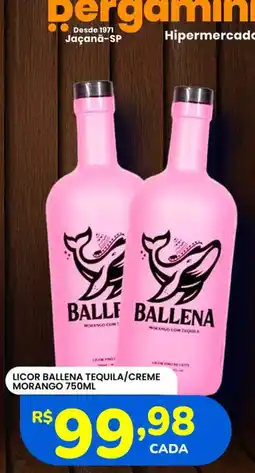Supermercado Bergamini Licor ballena tequila/creme morango oferta