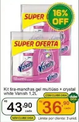 Giga Atacado Kit tira-manchas gel multiuso + crystal white Vanish oferta