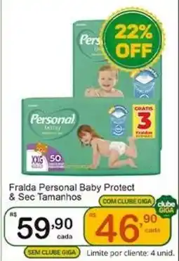 Giga Atacado Fralda personal baby protect & sec tamanhos oferta