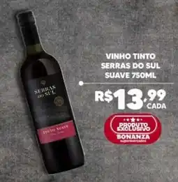 Bonanza Supermercados vinho tinto serras do sul suave oferta