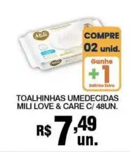 Alvorada Supermercados toalhinhas umedecidas mili love & care oferta